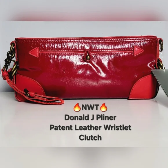 🔥NWT Donald J Pliner Patent Leather Wristlet Clutch - Picture 2 of 16